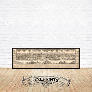 Antike Panorama von Paris, 1669, wunderschöne Luftaufnahme, feine Reproduktion, extra große Karte, Fine Art Print