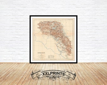 Old map of Kurdistan, 1894, rare map, antique map, fine reproduction, large map, fine art print, antique decor, oversize map print