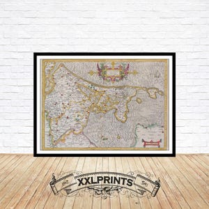 Carte ancienne des Pays-Bas, 1606, ancienne carte, Nederlandse kaart, belle reproduction, grande carte, impression d'art, décor antique, impression de carte surdimensionnée
