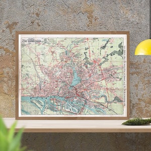 Hamburg Map Print: 1900 Vintage Fine Art Reproduction