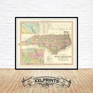 Antike North Carolina Karte Druck: 1836 Reproduktion, Oversize Fine Art