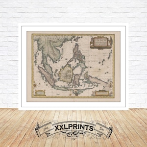 Antique Map of Southeast Asia, 1649: Fine Art Giclée Print