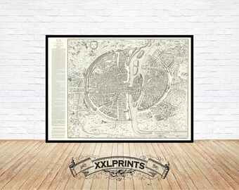 Old map of Paris, 1766, city plan, fine reproduction, large map, fine art print, oversize map print