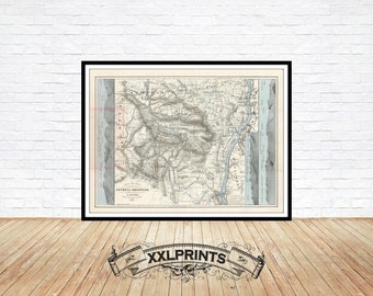 Ancienne carte des montagnes Catskill, 1880, carte rare, antique, belle reproduction, grande carte, impression d'art, décor antique, impression de carte surdimensionnée