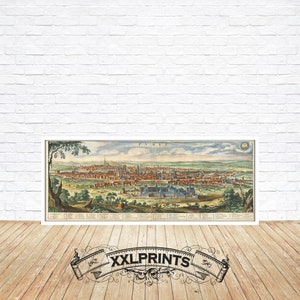 Antike Vogelperspektive auf Paris, Frankreich, 1638, sehr seltene, feine Reproduktion, große Karte, Fine Art Druck, Übergröße Landkarte