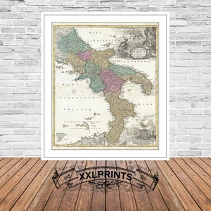 Calabria Map Print: 1716 Southern Italy, Antique Decor