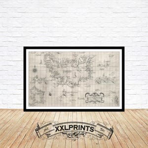 Carte ancienne de l'Islande, 1550, carte très rare, belle reproduction, grande carte, impression d'art, décor antique, impression de carte surdimensionnée