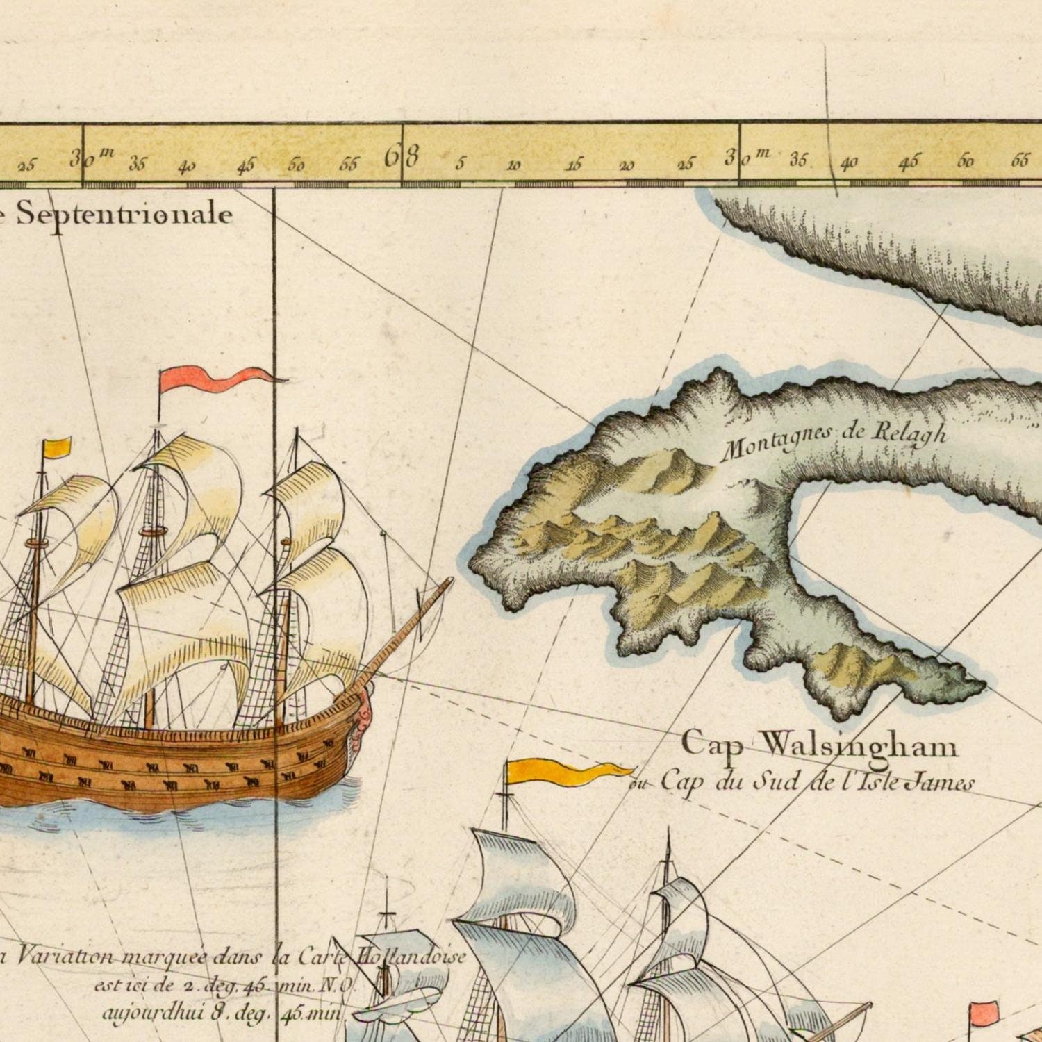 Old Map of Sea Chart of the Davis Strait Canada Greenland Etsy Canada