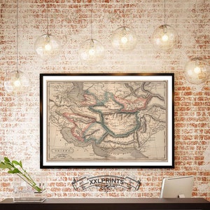 Antique map of Asia, 1830, large Orient map, fine reproduction, antique decor, fine art print