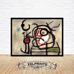 Joan Miro 'Characters and bird' print, Fine art reproduction