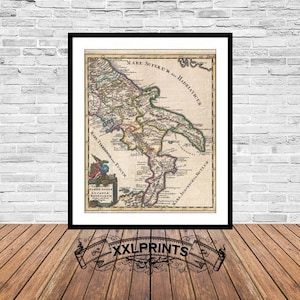 Antique Map of Calabria, Southern Italy - 1729 Fine Art Print