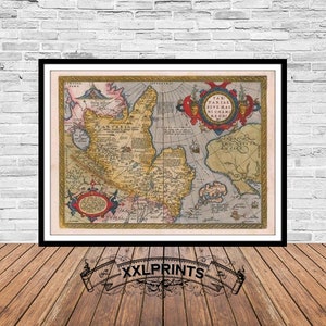 Ancient map of Tartary, Central Asia, 1584, very rare map, fine reproduction, large map, fine art print, antique decor, oversize map print
