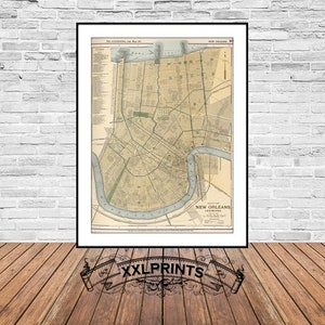 Alte Karte von New Orleans, Louisiana, 1891, antike Landkarte, Feine Reproduktion, große Karte, Kunstdruck, antike Dekoration, Kunstdruck