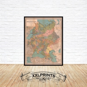 Old map of European Russia, 1914, USSR map, fine reproduction, large map, fine art print, oversize map print