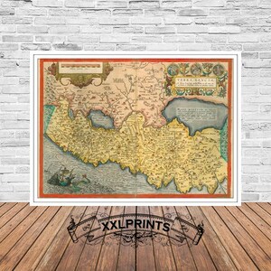 Antike Landkarte vom Heiligen Land, 1588, extrem seltene Karte, schöne, feine Reproduktion, große Landkarte, Kunstdruck, antikes Dekor, Kunstdruck