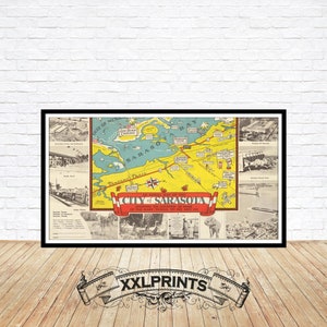 Sarasota City Map Print, 1935 Vintage Plan