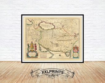 Old map of Persia, 1635, rare map, ancient map of Persian empire, fine reproduction, large map, fine art print, oversize map print
