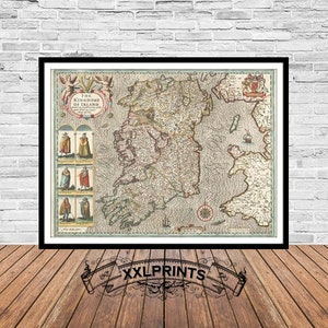 Ireland Map Print: 1627 Antique Kingdom Map, Fine Art Reproduction
