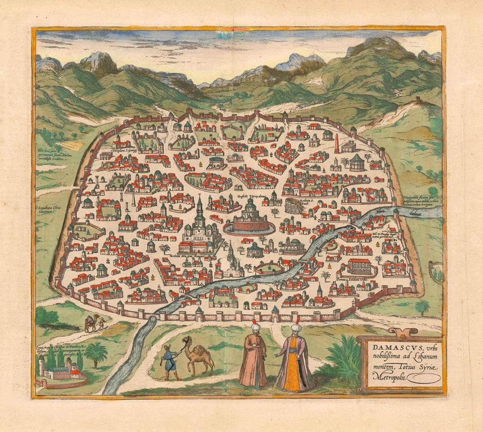 Old Map of Damascus 1575 Ancient Map Bird's Eye View Etsy