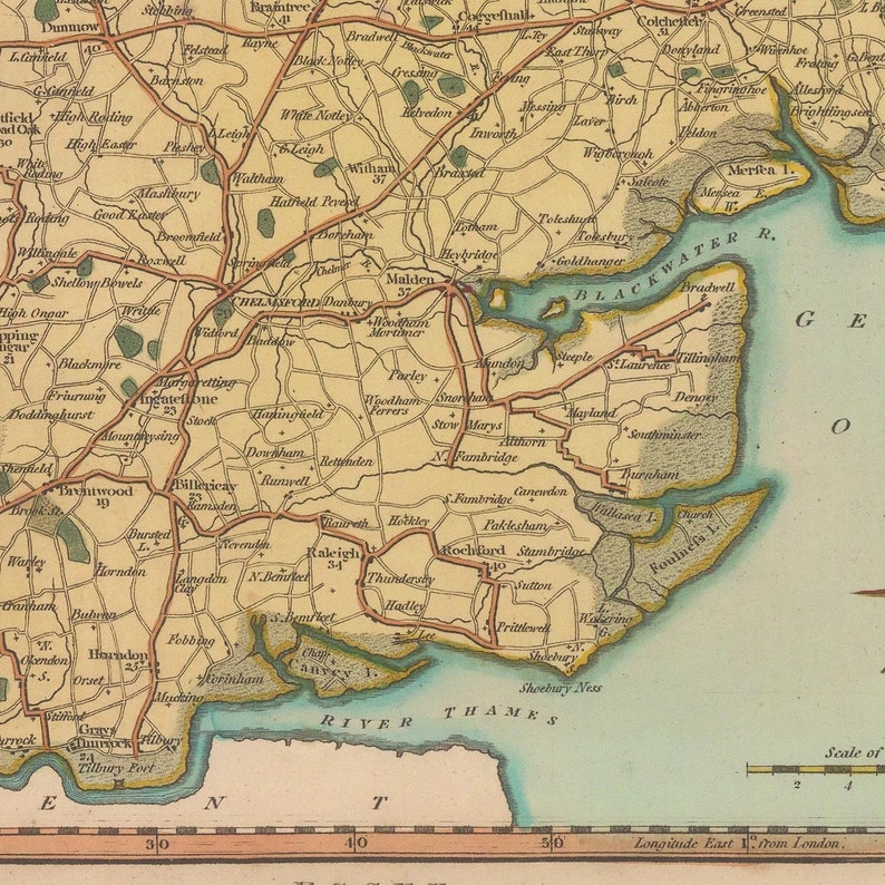 Old map of Essex 1803 rare antique map United Etsy