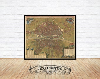 Antique map of Paris, 1865, city plan, fine reproduction, large map, fine art print, oversize map print