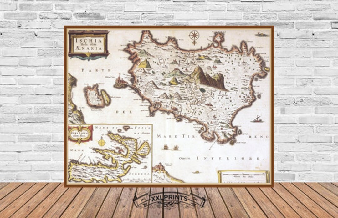 Ancient Map of Ischia, Italy,16th Century, Old Map,very Rare,fine Reproduction, Large Map, Fine ...