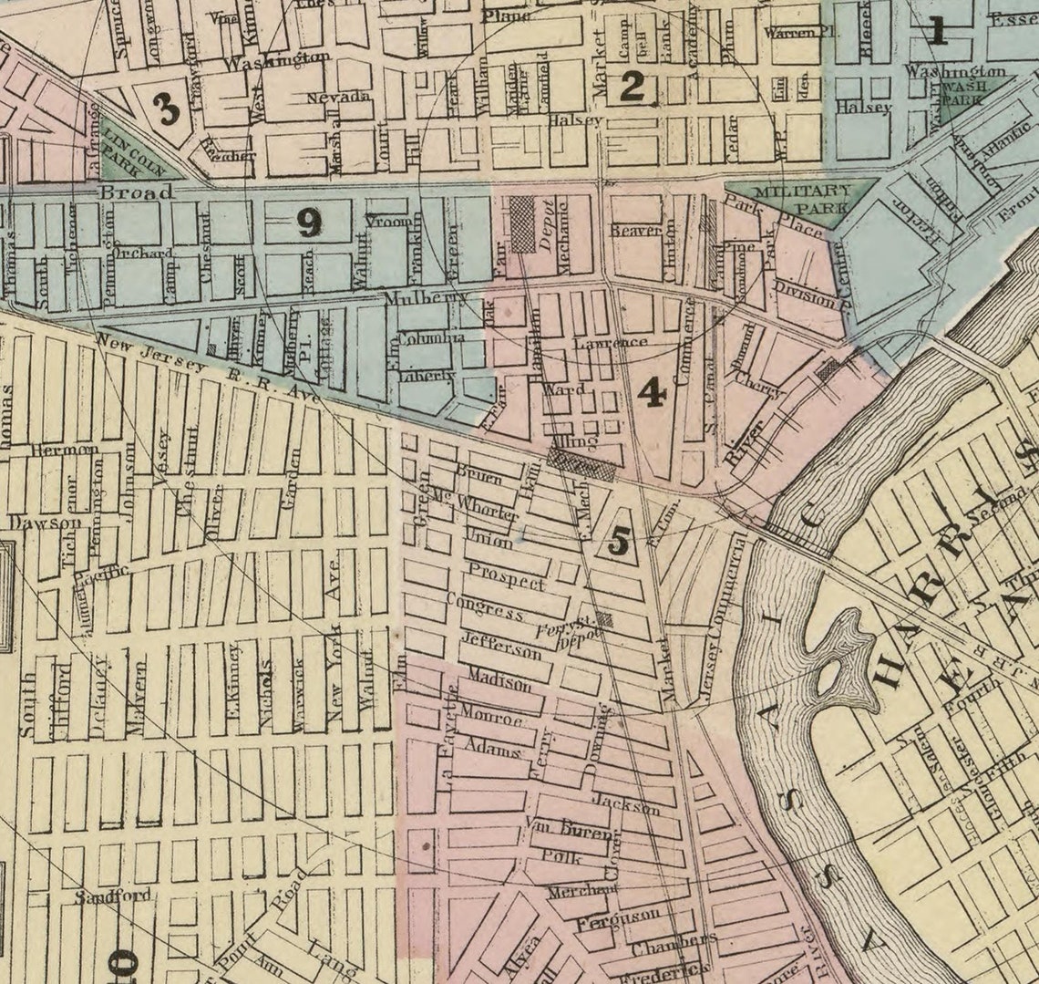 Old Map of Newark 1879 Antique Map Fine Reproduction Large Etsy