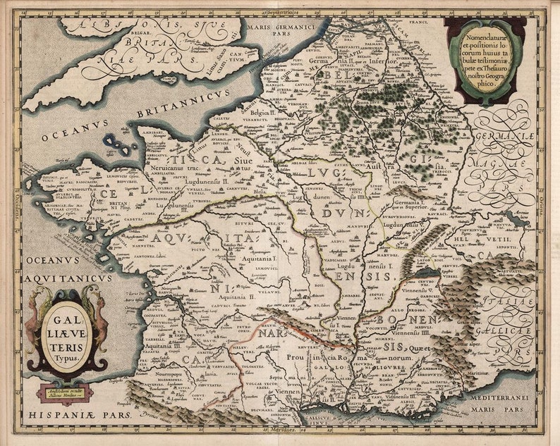 Ancient map of France 1619 extremely rare map fine Etsy
