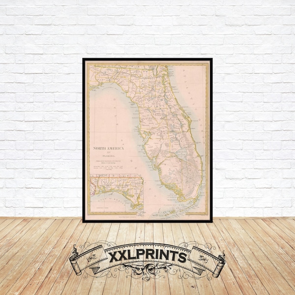 Reproduction Antique Maps Florida Etsy