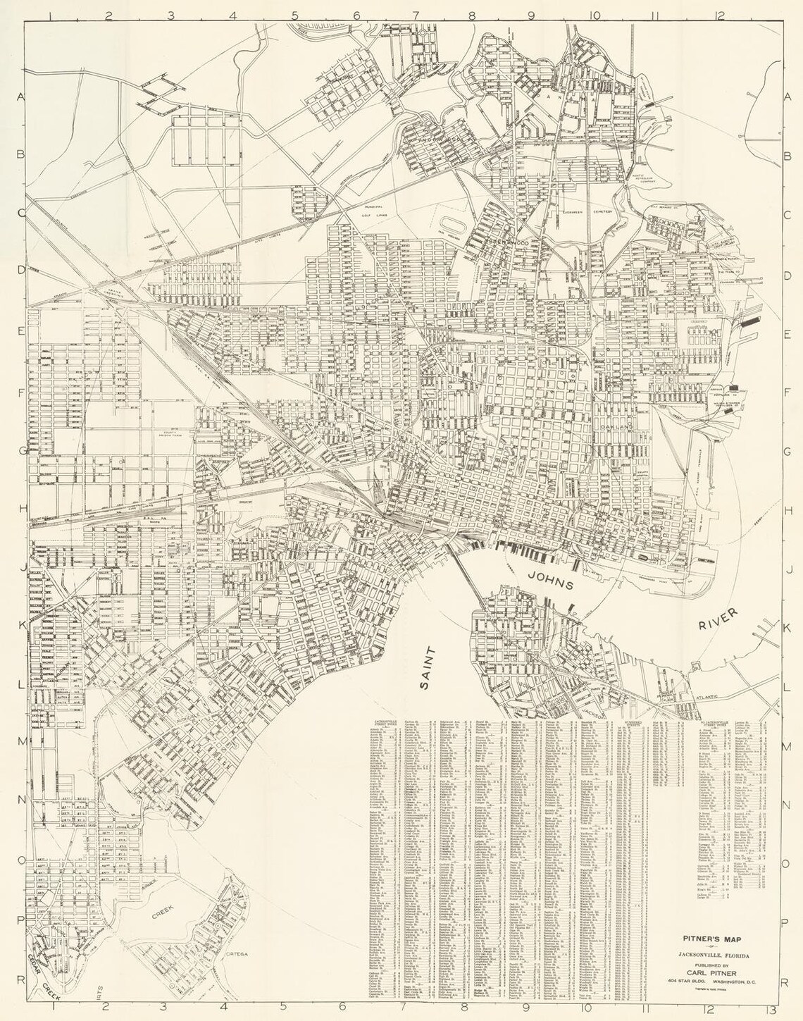 Old City Plan of Jacksonville Florida 1929 Antique Fine Etsy