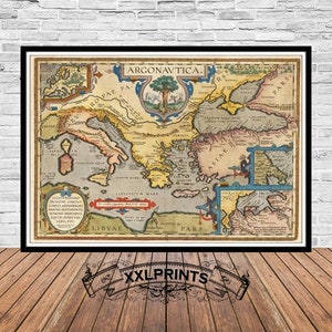 Mediterranean Map Print: 1624 Antique Decor, Fine Art Reproduction