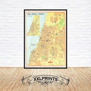 Alter Stadtplan von Tel Living, Israel, 19.Jh., feine Reproduktion, große Karte, Fine Art Druck, Übergröße Landkarte