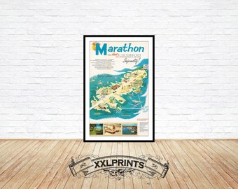Old advertising poster of Marathon Key, Florida, 1952, fine reproduction, large, fine art print, oversize print