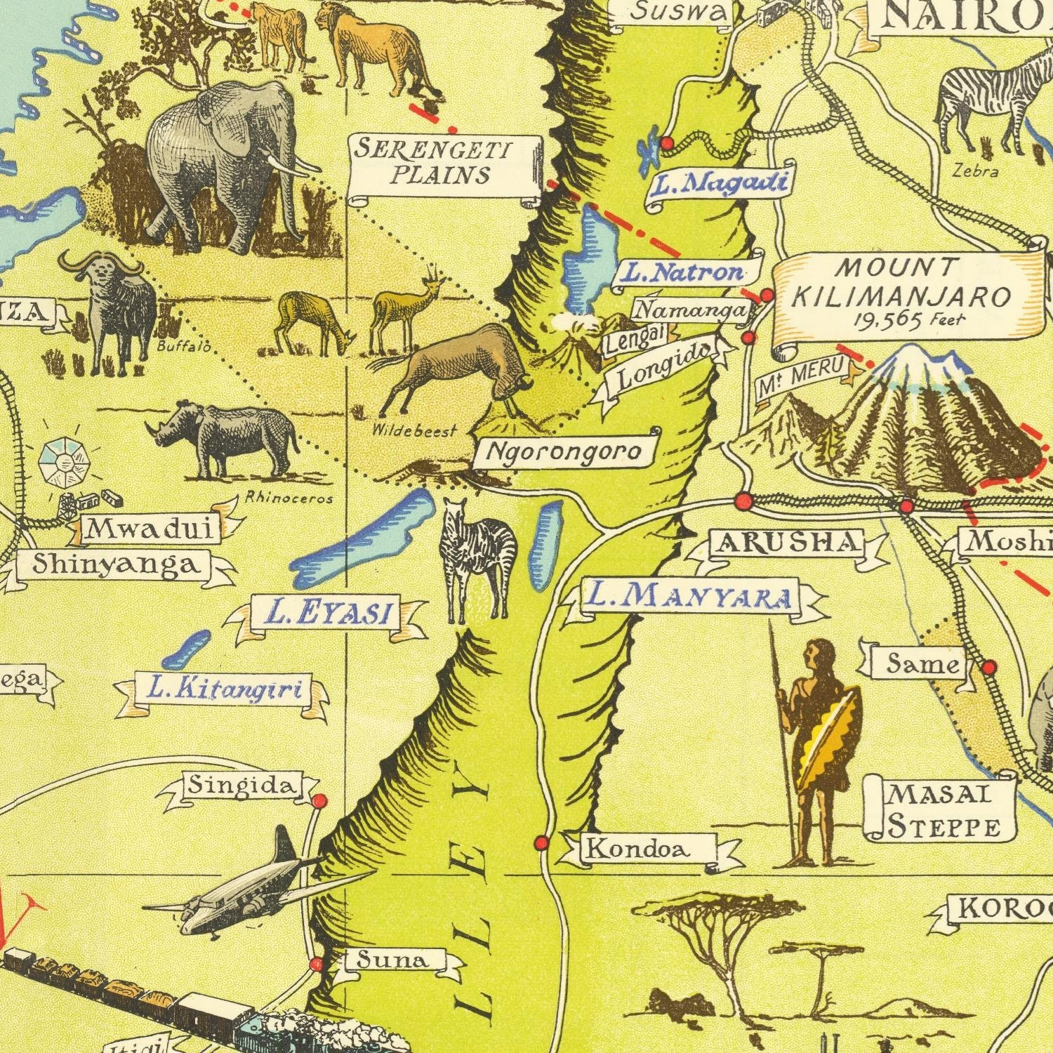 Old Pictorial Map of Kenya Uganda Tanganyika East Africa - Etsy UK