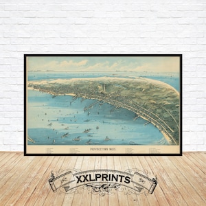 Alte Vogelperspektive auf provenzaltown, Massachusetts, 1910, feine Reproduktion, große Karte, Fine Art Druck, Übergröße Kartendruck