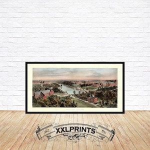 Blick aus der alten Vogelperspektive auf das Richmond College, Virginia, 1915, seltene, feine Reproduktion, große Karte, Fine Art Druck, Übergröße Landkarte, Druck