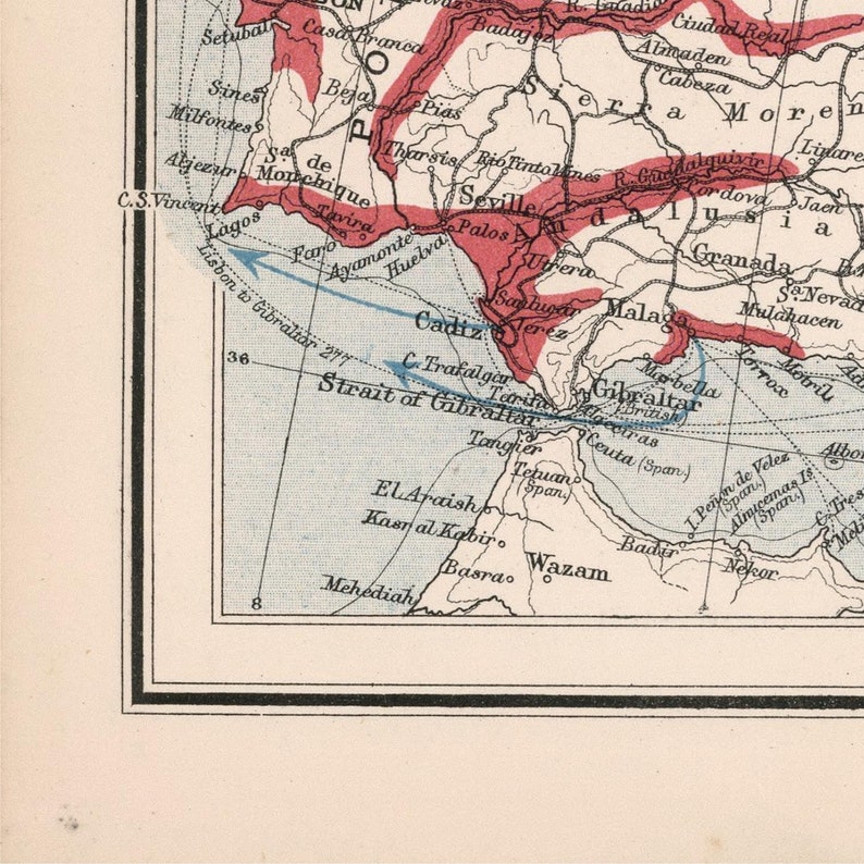 detail of the map from the bottom left corner