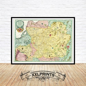 Carte ancienne de la Lituanie, 1690, très rare, belle reproduction, grande carte, impression d'art, impression de carte surdimensionnée