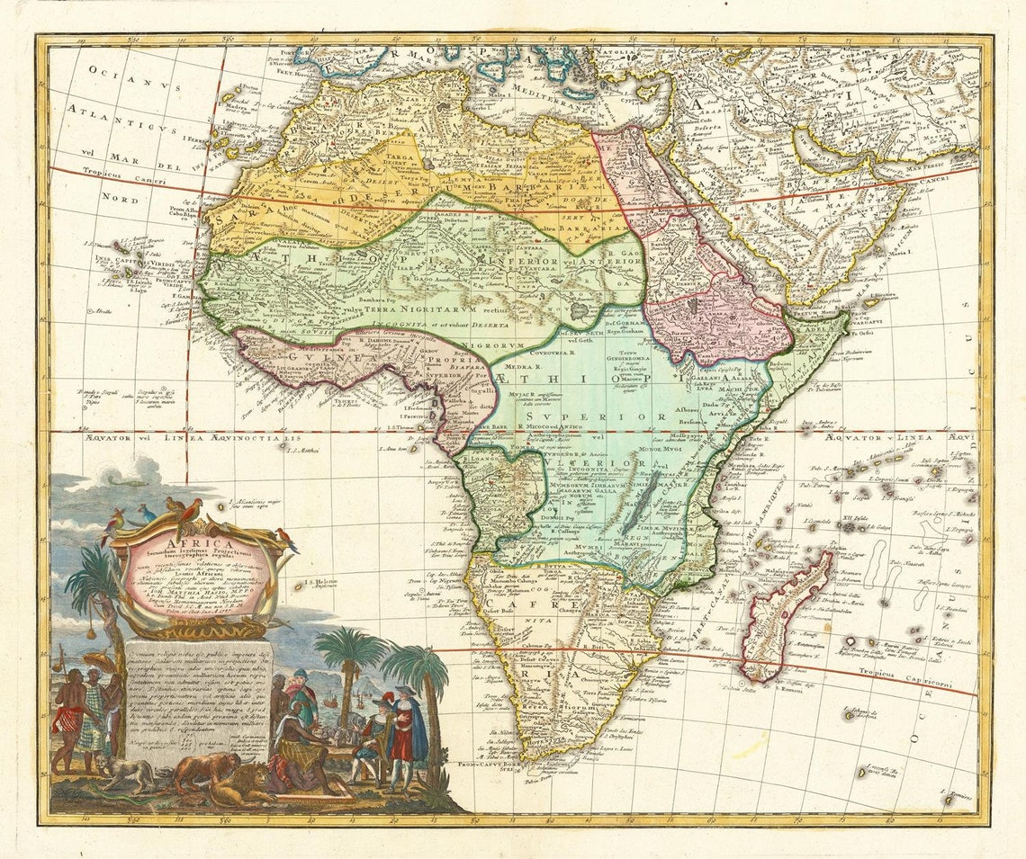 Old Map Of Africa 1737 Rare Map Antique Fine Reproduction Etsy Il 1140xN.2303772278 K5p1 