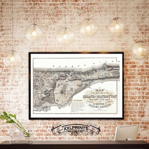 Mapa antiguo de Manhattan, Nueva York, 1868, mapa antiguo de Nueva York, reproducción fina, decoración vintage, mapa enorme, decoración antigua, impresión de bellas artes