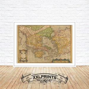 Antike Karte von Griechenland und der Westtürkei, 1580, seltene Karte, Seltene Karte, Feine Reproduktion, antike Karte, Fine Art Print, antikes Dekor, Kunstdruck