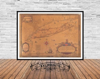 Old map of Long Island , 1925, rare map, fine reproduction, large map, fine art print, antique decor, oversize map print