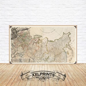 Antique map of Russian Empire, 1745, very rare map, huge map, vintage decor, fine art print