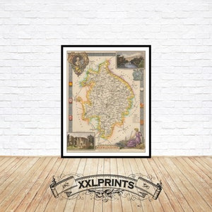 Old map of Warwickshire, 1840, rare map, antique map, United Kingdom&#39;s counties,fine reproduction,large map,fine art print