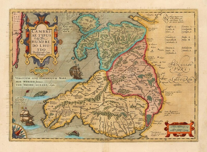 Ancient Map of Wales 1619 Very Rare Map Beautiful Fine | Etsy
