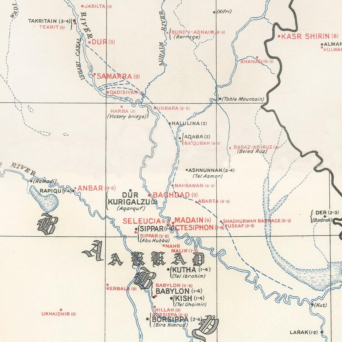Old Map of the Ancient Sites of Iraq 1929 Rarefine Etsy
