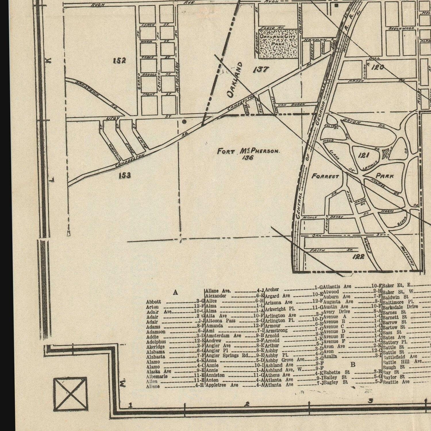 Old Map of Atlanta Georgia 1924 City Plan Antique Fine | Etsy