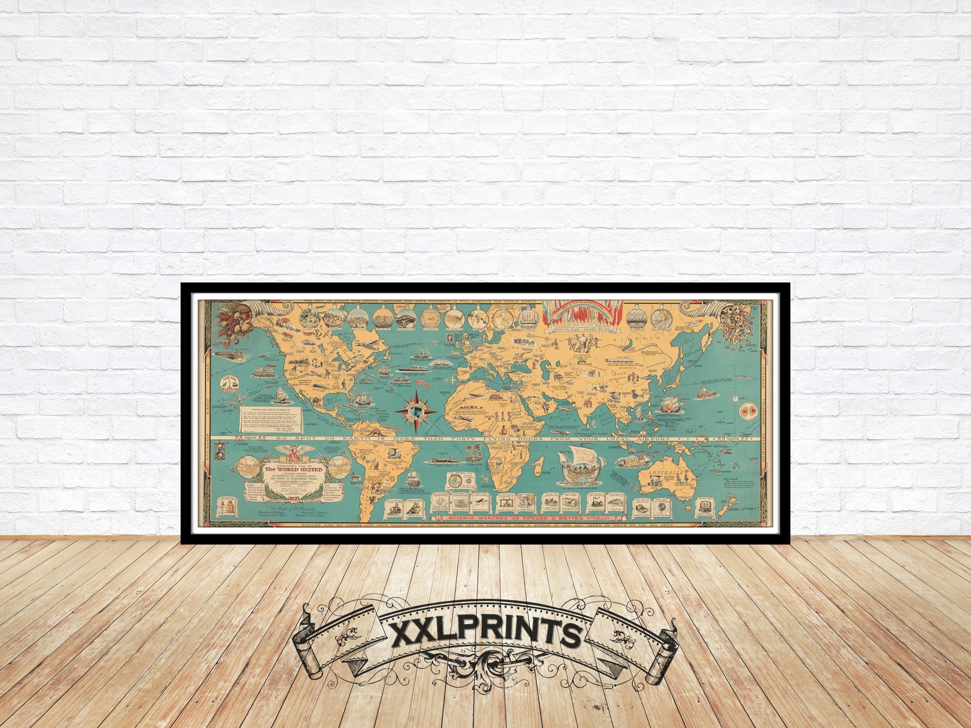 1944 Pictorial World Map: Fine Art Giclée Print - Etsy