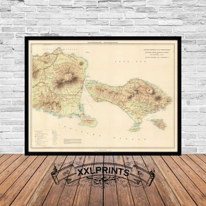 Bali Indonesia Map Print: 1932 Vintage Fine Art Reproduction