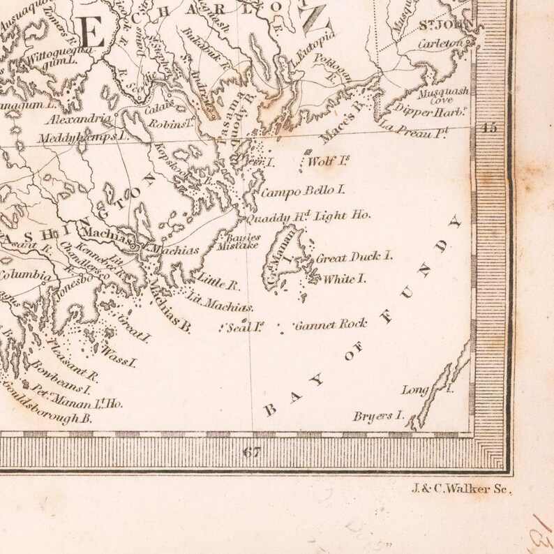 Old map of Lower Canada and New Brunswick large map fine art print antique map oversize map print 1832 fine reproduction